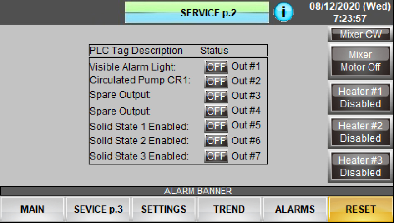 Reactor Controller Screen Descriptions